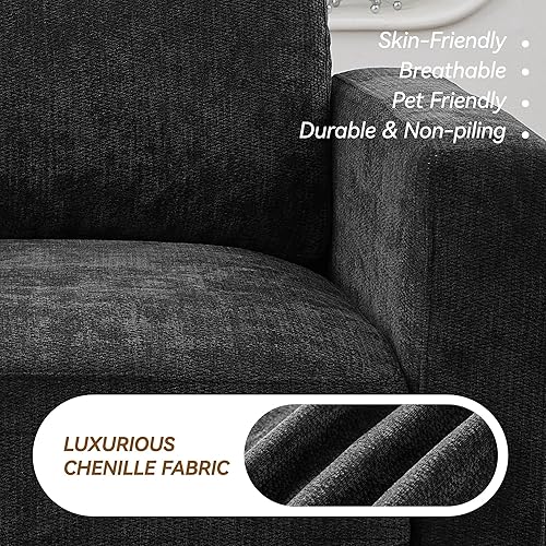 Miniatura 7 de Sofá modular en forma de L de 110.6 pulgadas, sofá modular de asiento profundo con otomana móvil, sofás gruesos de 4 asientos de gran tamaño para