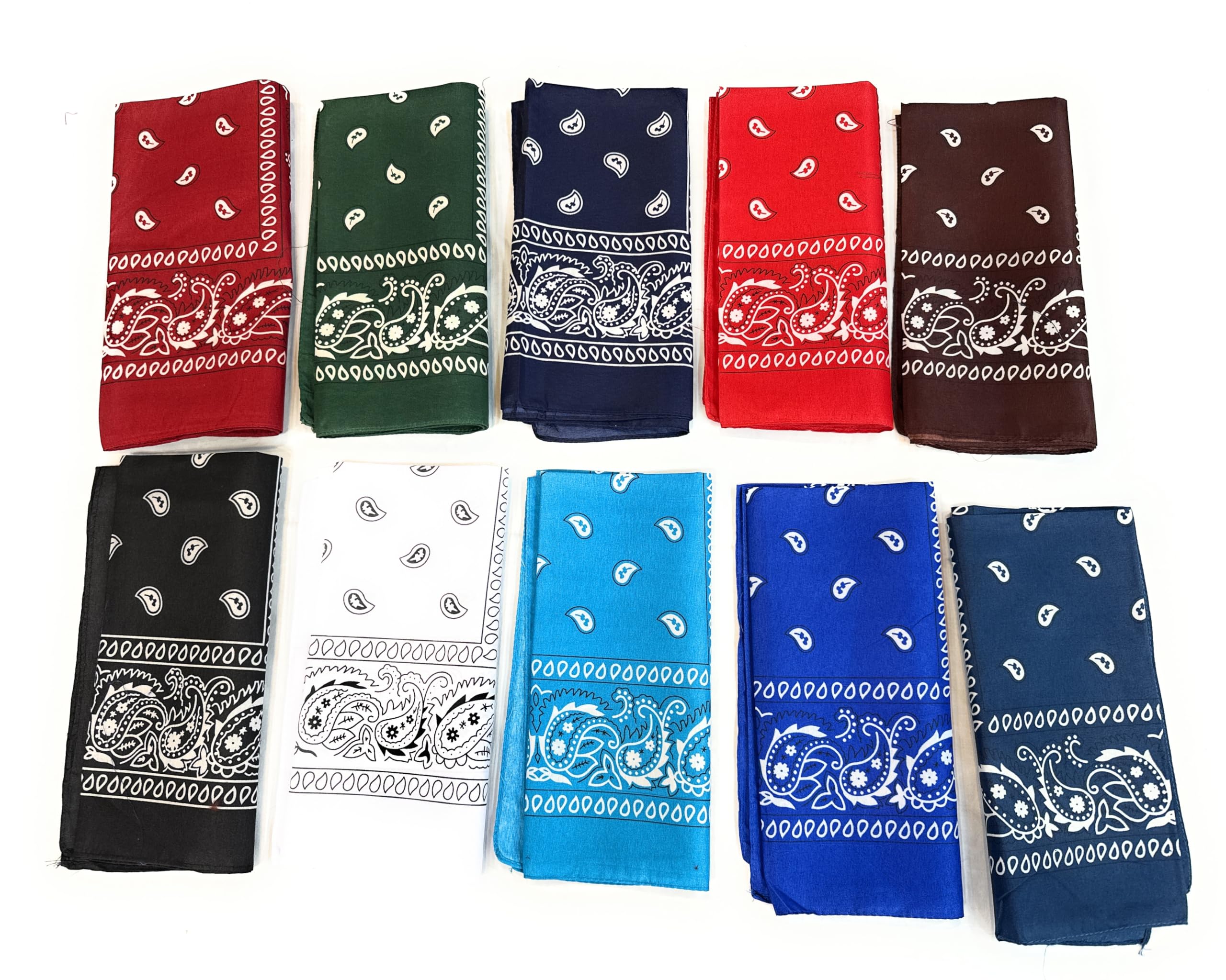 10 Pcs Bandanas Bulk Paisley Bandanas Unisex Cowboy Head Wrap Scarf Headband Handkerchief for Women Men