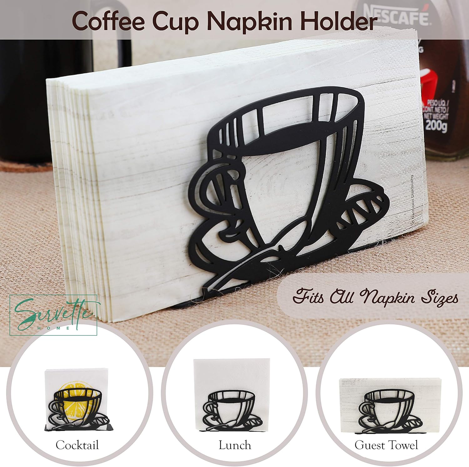 Freestanding Napkin Holders for Table - Set of 2 - Coffee & Cactus