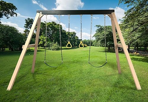 Congo Swing Central - Juego de columpios de 3 posiciones, juego de columpios de bajo mantenimiento, color verde y arena