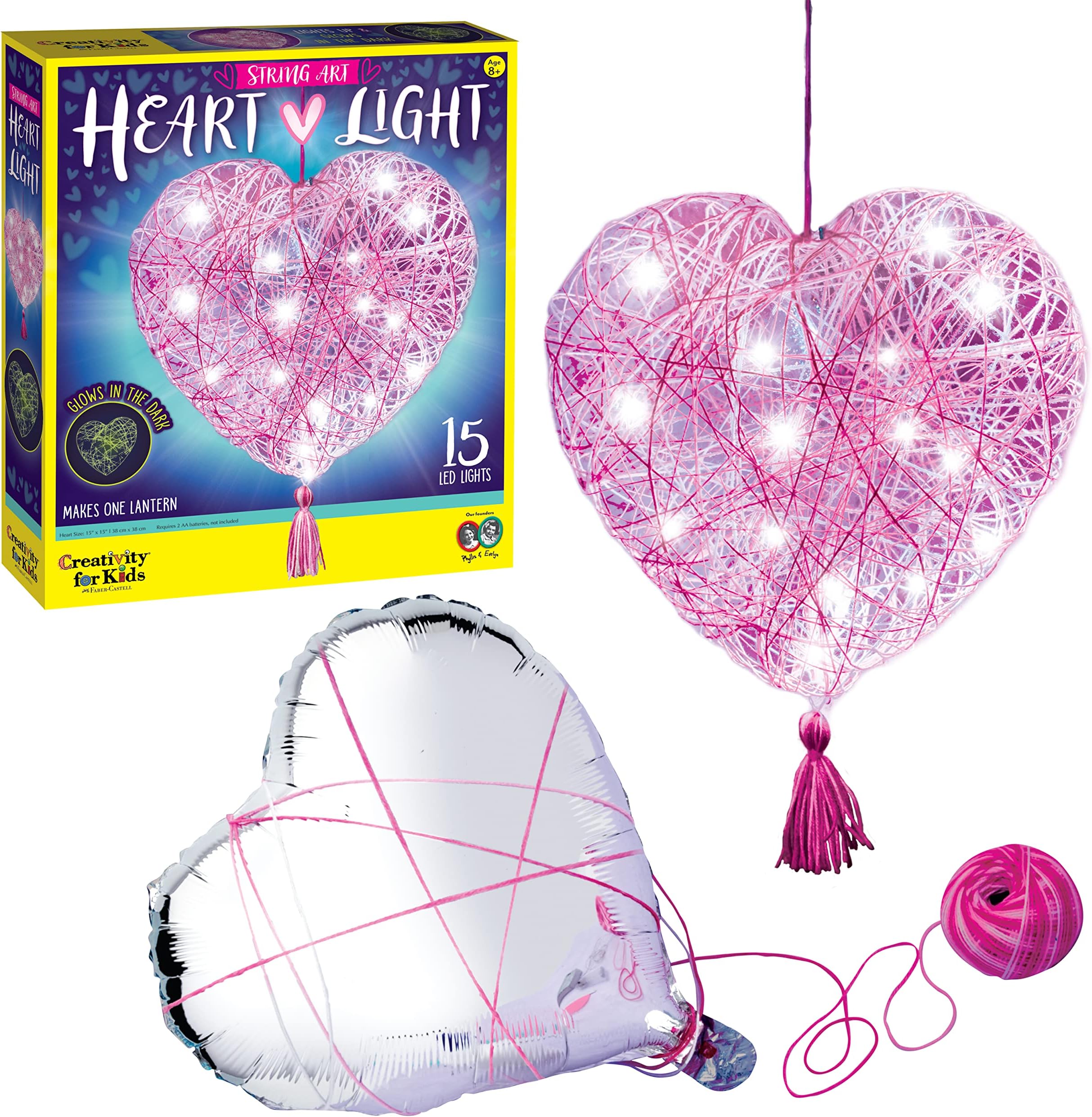 String Art Heart Light - Create a Heart Shaped String Art Lantern - for Kids Pink