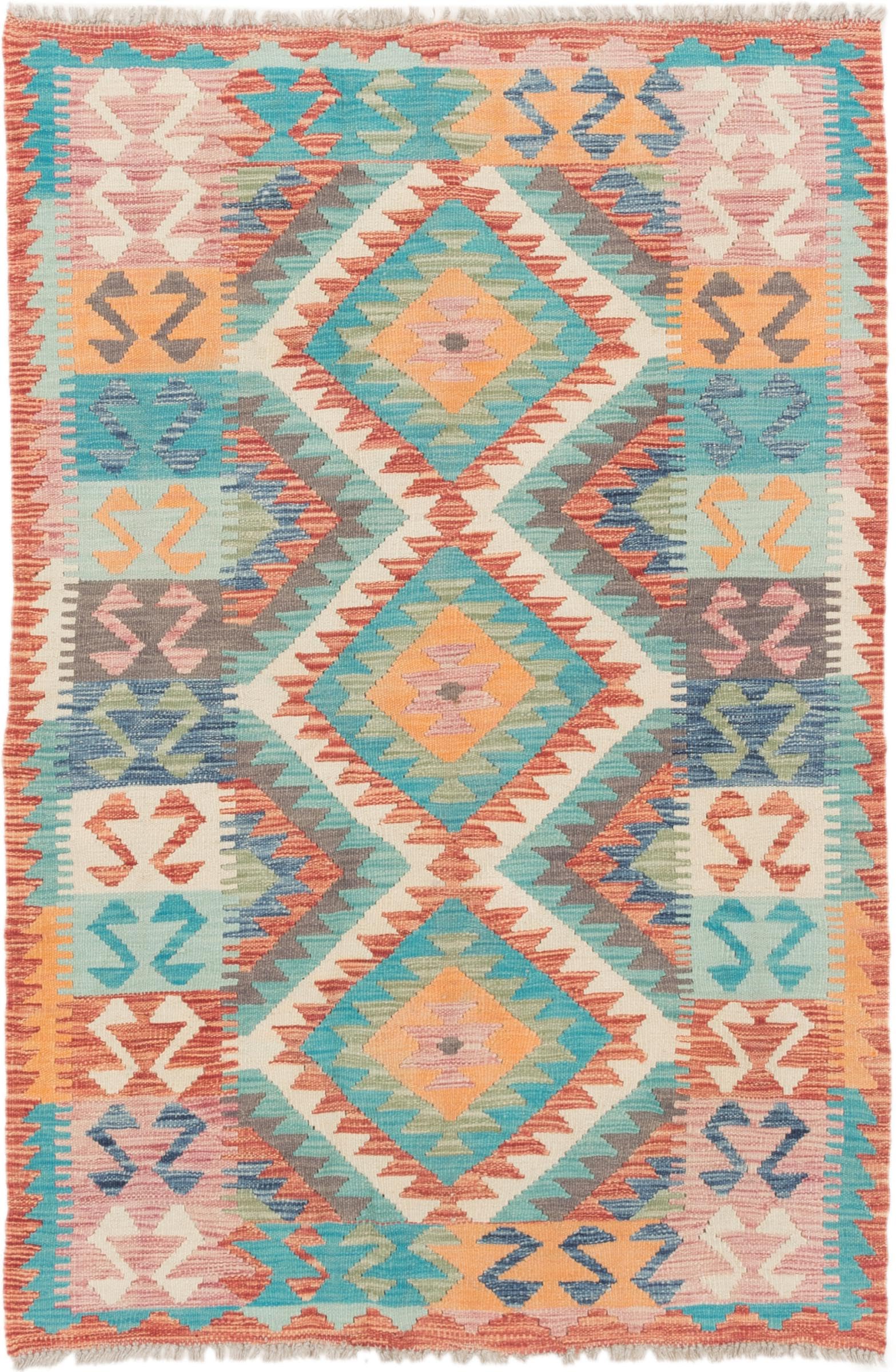 Tapis laine Kilim Afghan d'exception fait main, une œuvre d'art de 111x168 cm
