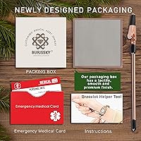 Vista 6 de Pulseras de alerta médica elegantes personalizadas para mujer con grabado gratis, pulsera de identificación de emergencia personalizada para Rojo