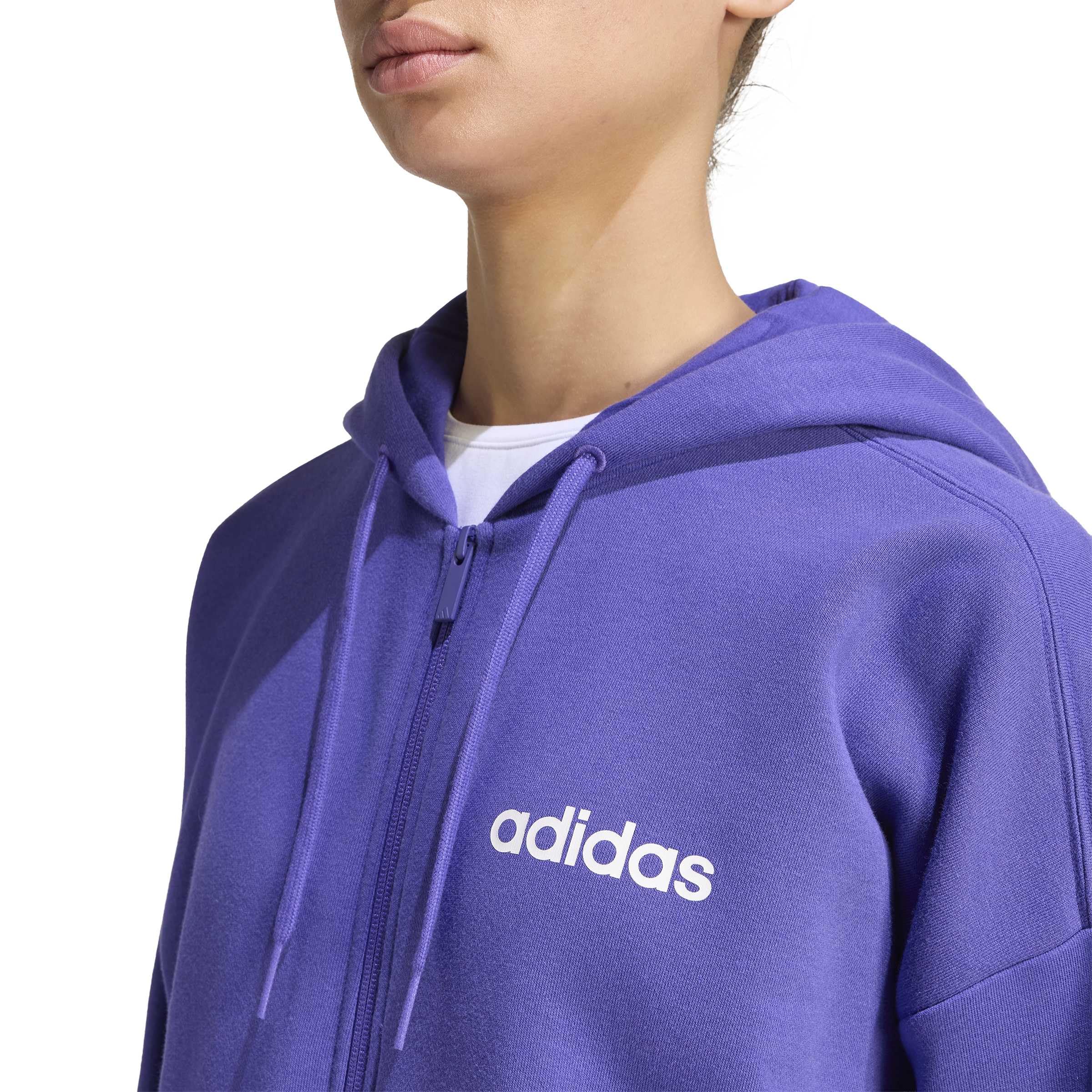 adidas Kobiety Essentials Linear Full Zip French Terry Hoodie Sweatshirt, Pure Purple/white, M