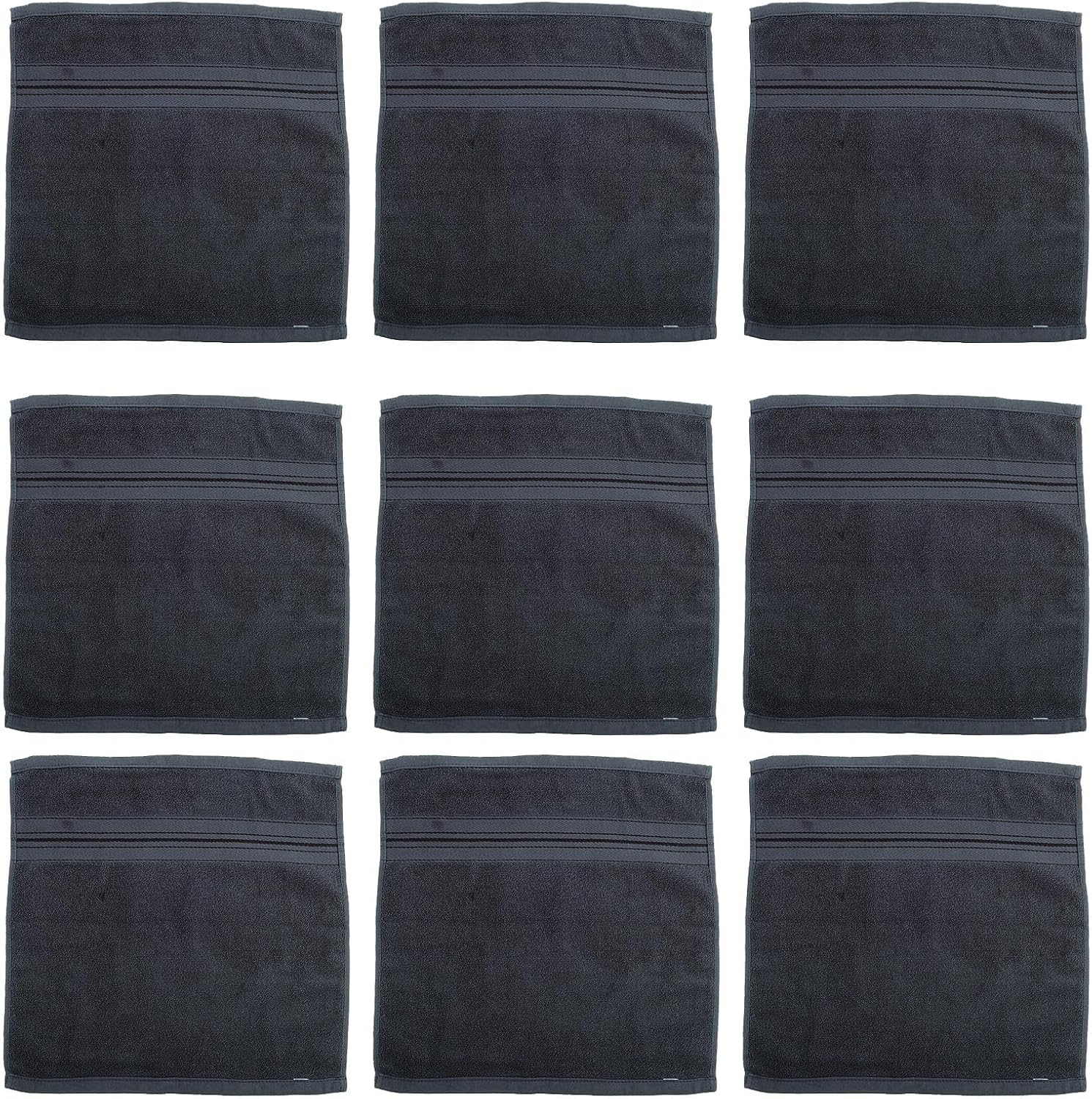 Cabilock 12pcs Soft Cotton Washcloths Face Towels 34x34cm Dark Gray Absorbent Makeup Remover Towels for Bathroom and Salon Use