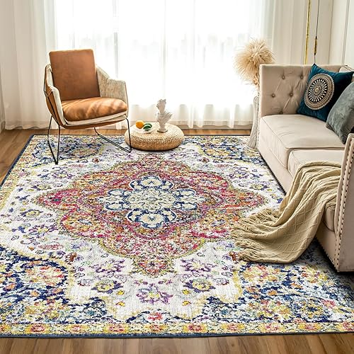 Washable Rug 6'x 9' Machine Washable Area Rugs for Living Room Area Rugs with Non Slip Rug for Bedroom