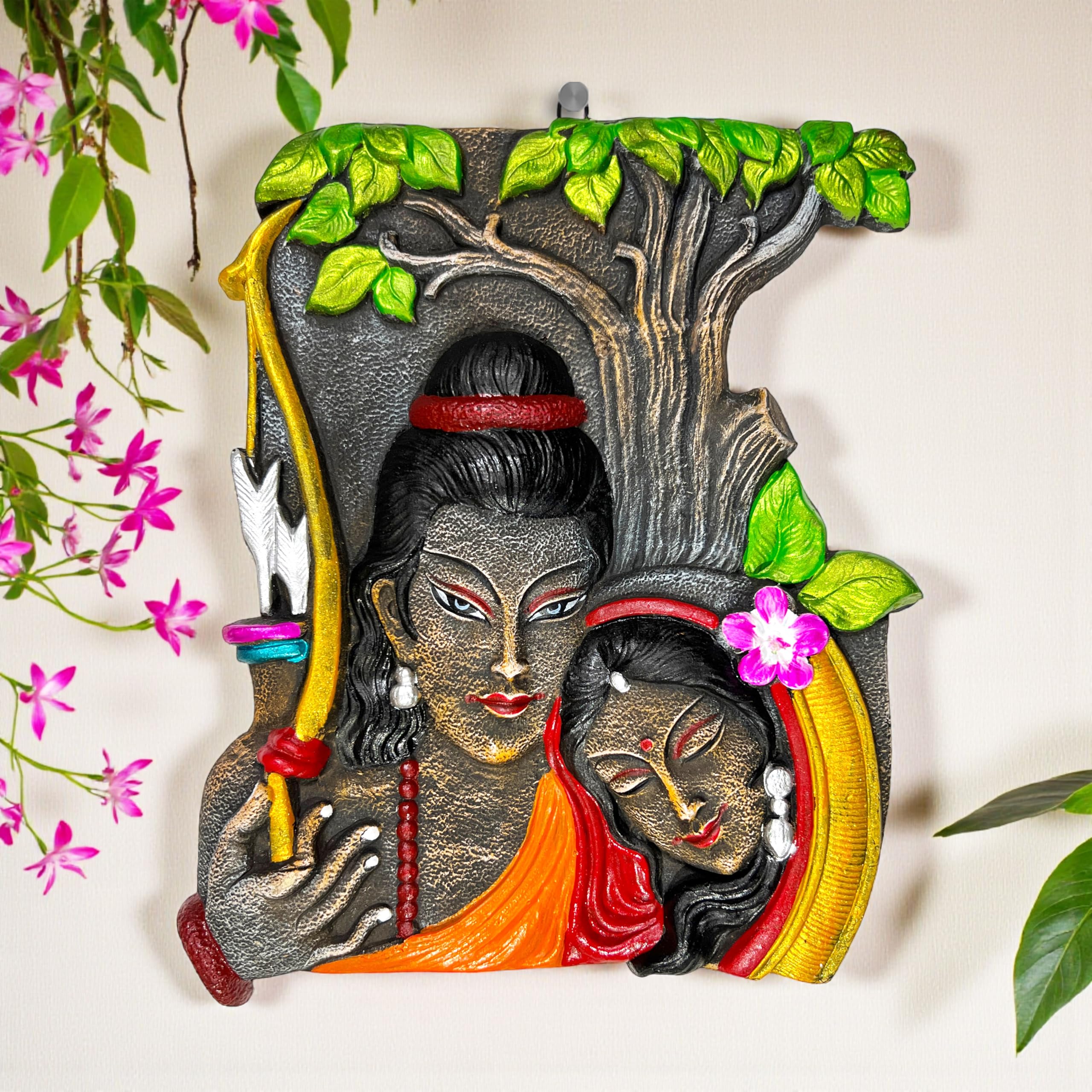 Shiv Parvati Terracotta Wall Hanging - Divine Home Decor -13