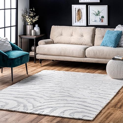 nuLOOM Alfombra de felpa con diseño de cebra, 2 pies 6 pulgadas x 6 pies, color gris