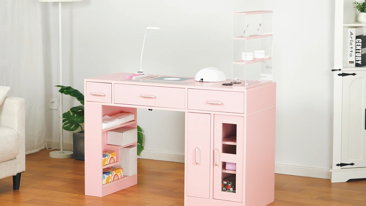 Amazon.com: Kikihouse Manicure Table Nail Tech Desk w/Glass Top