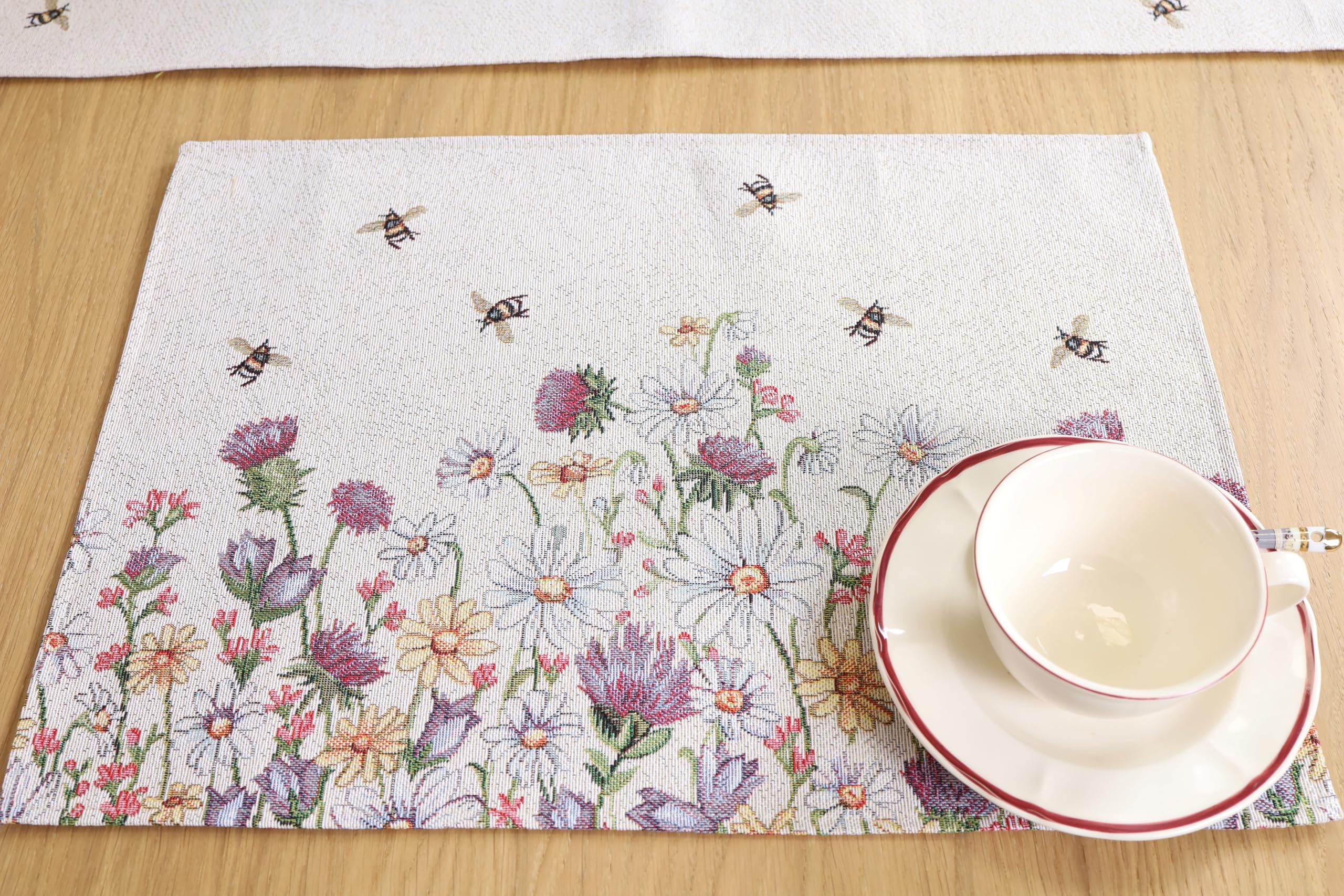 Manteles individuales lavables juego de 8 unidades, 35 x 45 cm, mantel individual de tela 100% jacquard, posavasos de alta calidad reutilizables para bodas, cumpleaños, cocinas, cafés - abejas
