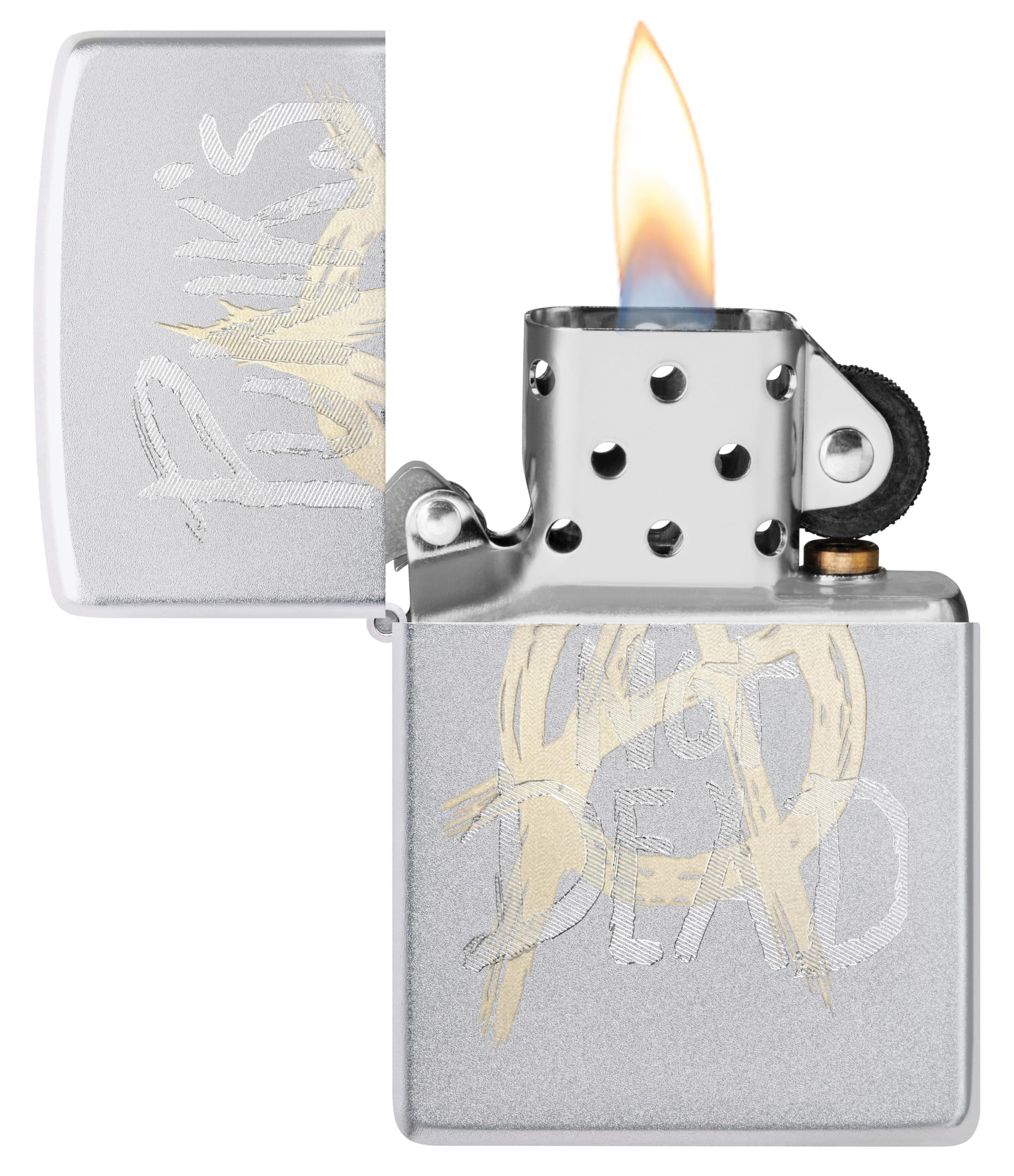 Zippo Encendedor a Prueba de Viento - Punk's Not Dead - Acabado Cromo Satinado con Grabado Láser - Recargable - Reutilizable - Diseño a Prueba de Viento - Caja de Regalo Hecho en EEUU