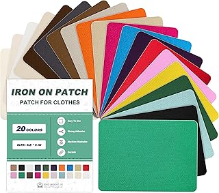 Iron on Patches for Clothes, 20 Pieces Multi-Colored Patches for Cloth, 100% Cotton Fabric