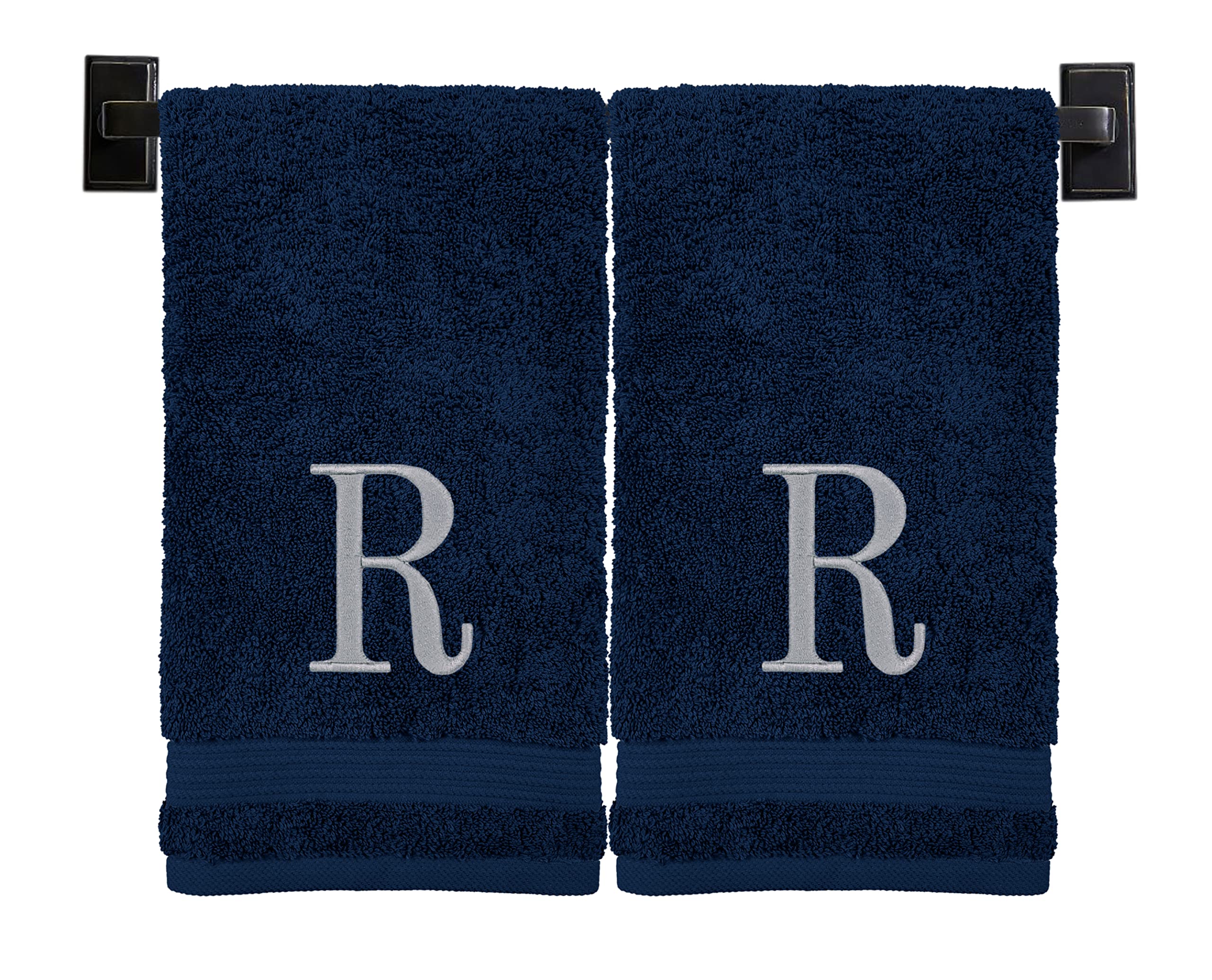 Custom Luxury Towels Monogrammed Hand Towels for Bathroom | Luxury Turkish Cotton | Embroidered in USA | Set of 2 | Choose Set Color and Monogram