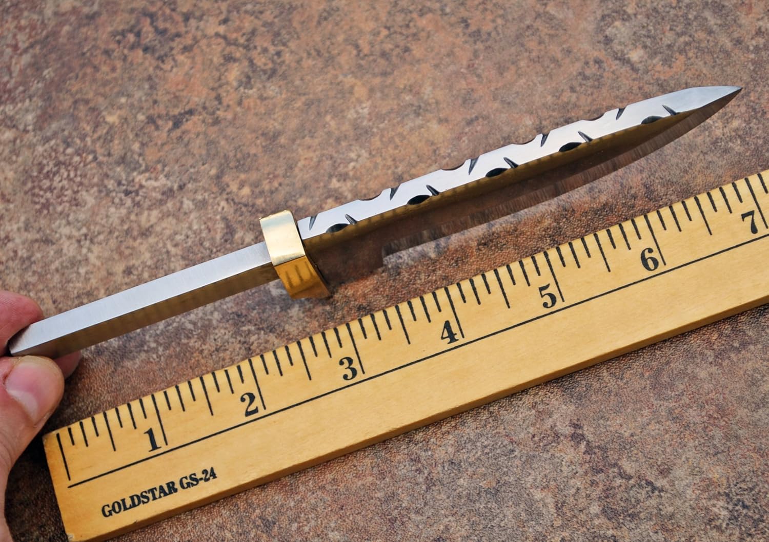 Drop Point D2 D-2 Steel Partial/Hidden Tang Knife Blank +Brass Finger Guard for Custom Making Knives Blade Blades Blanks Hunting