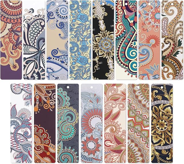 MWOOT 30Pcs Fractal Paper Bookmarks, Double-Sided Page Book Makers Kit for Kids Students School Office, Unique Creative Bookmark for Book Lovers Classroom Prizes Reading Supplies (15 Styles,15x4cm)