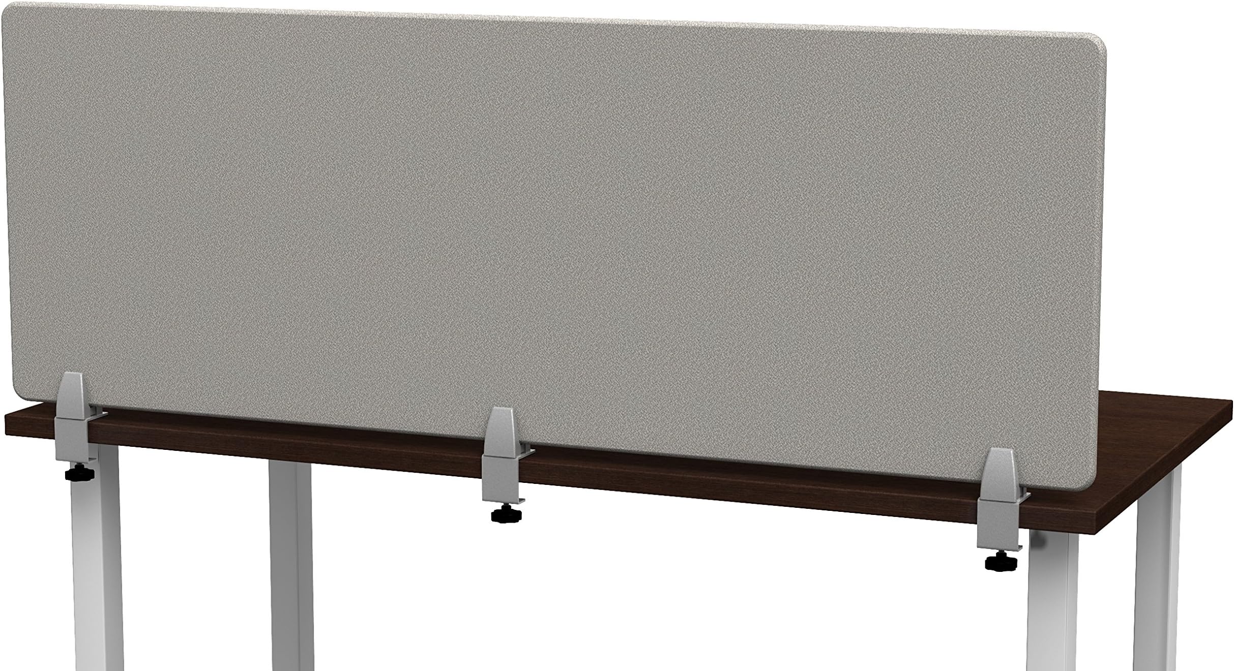 Merge Works Clamp on 60 x 22 Acoustical Desktop Privacy Panel in Gray Fabric, Tackable Desk Divider