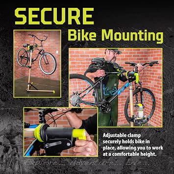 Kilimanjaro Bicycle Repair Stand Heavy-Duty Bike Maintenance Stand with 100 lb Capacity, Adjustable Clamp, Foldable Aluminum Frame, 360 Magnetic Tool Tray & Anti-Roll Handlebar Rod 910533ECE