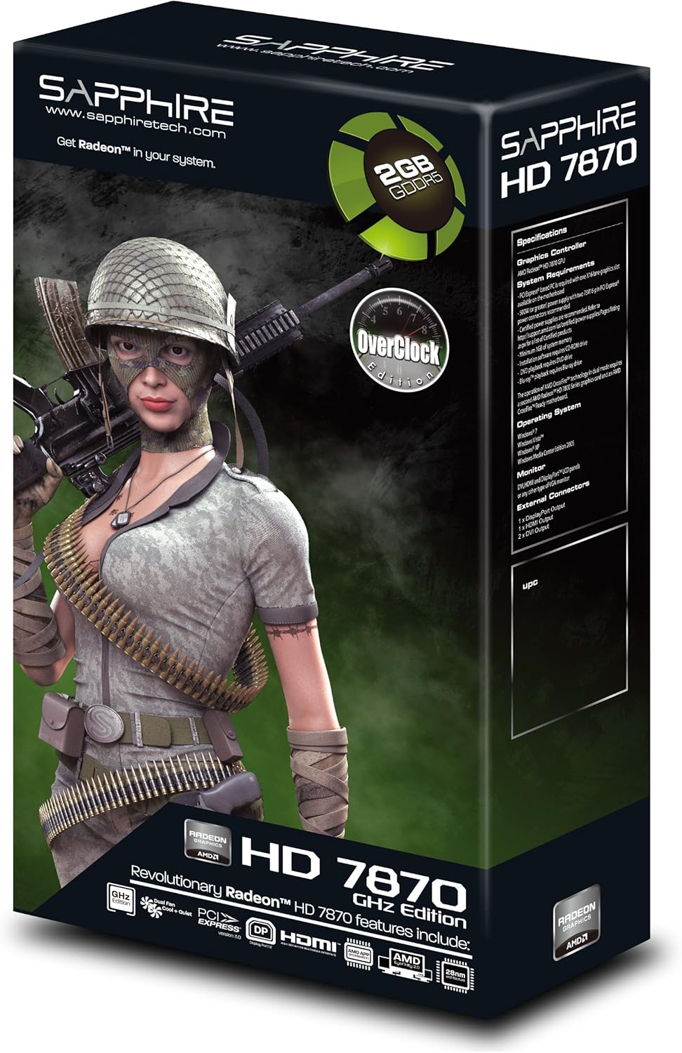 Sapphire Radeon Hd 7870 Ghz Oc 2 Gb 256 Bit Gddr5 Dl Dvi I Sl Dvi D Hdmi Dp Pci Express Graphics Card oc 2l Electronics Amazon Com