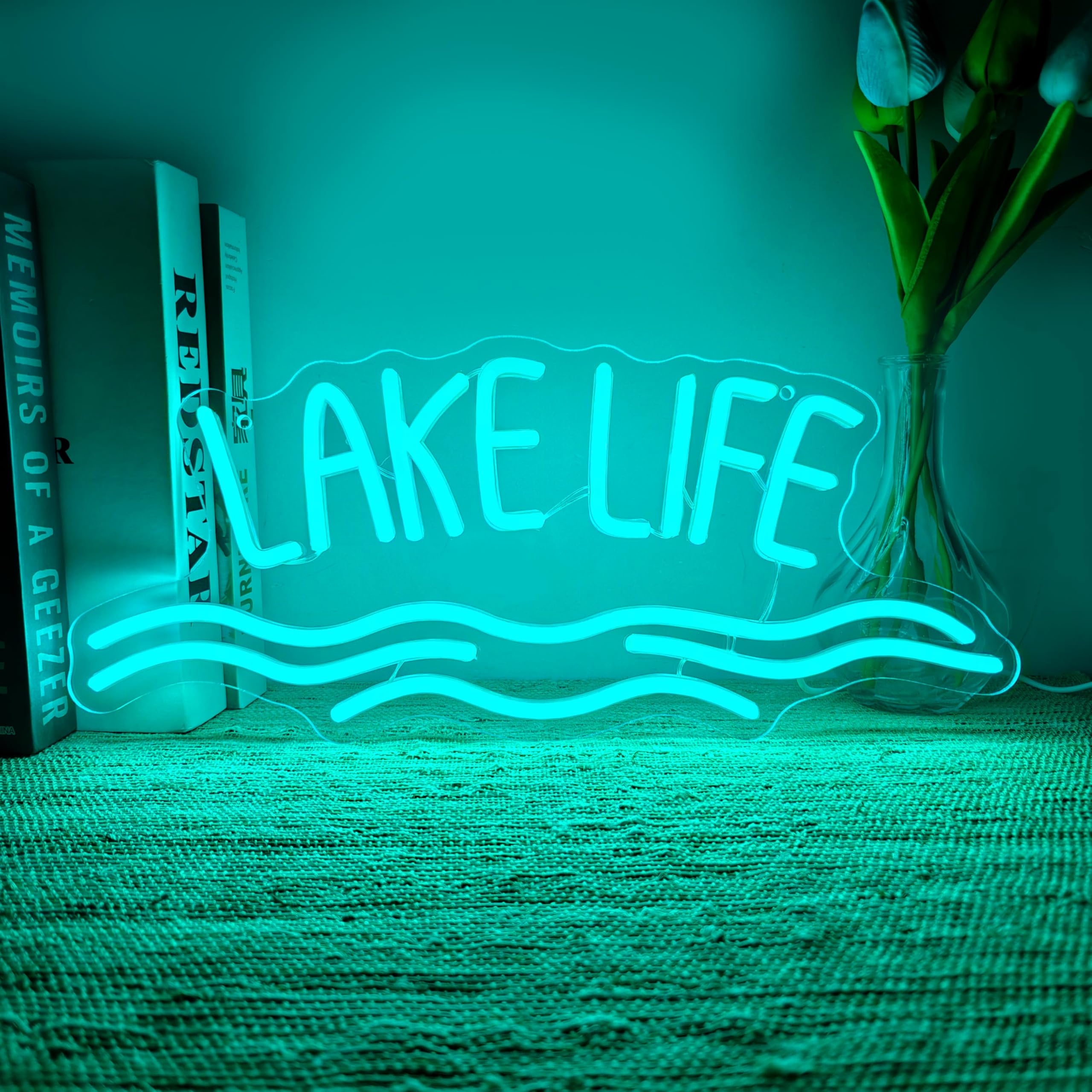 Lumière ondulée bleu aqua avec cette enseigne LED USB réglable