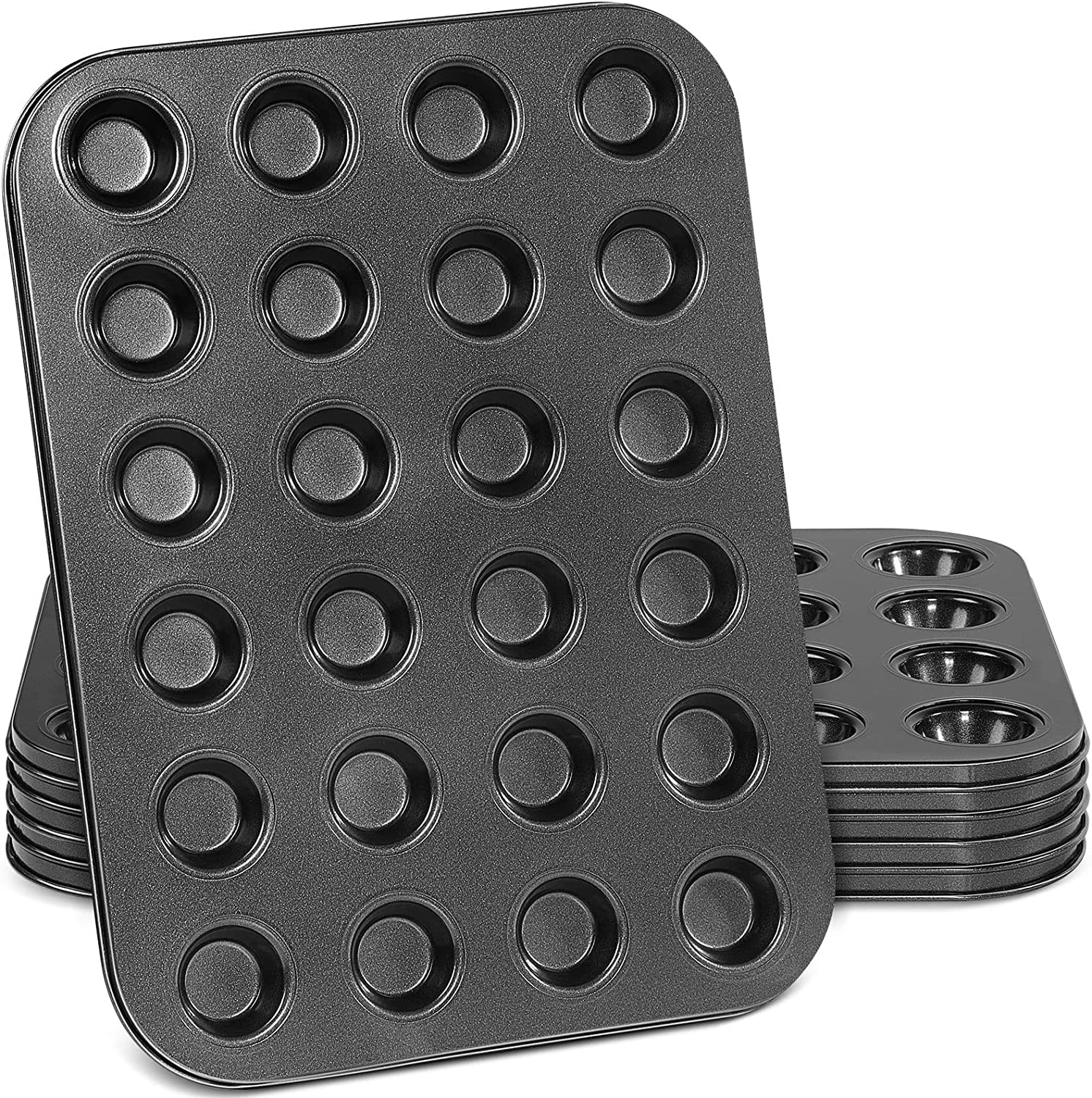 2 Pack Muffin Pan, Mini Muffin Baking Pan and Cupcake Tray, Nonstick Cake Molds, BPA Free, Easy to Use, Can Be Used for Make Mini Muffins, Baking Cupcakes, Brownies, Black