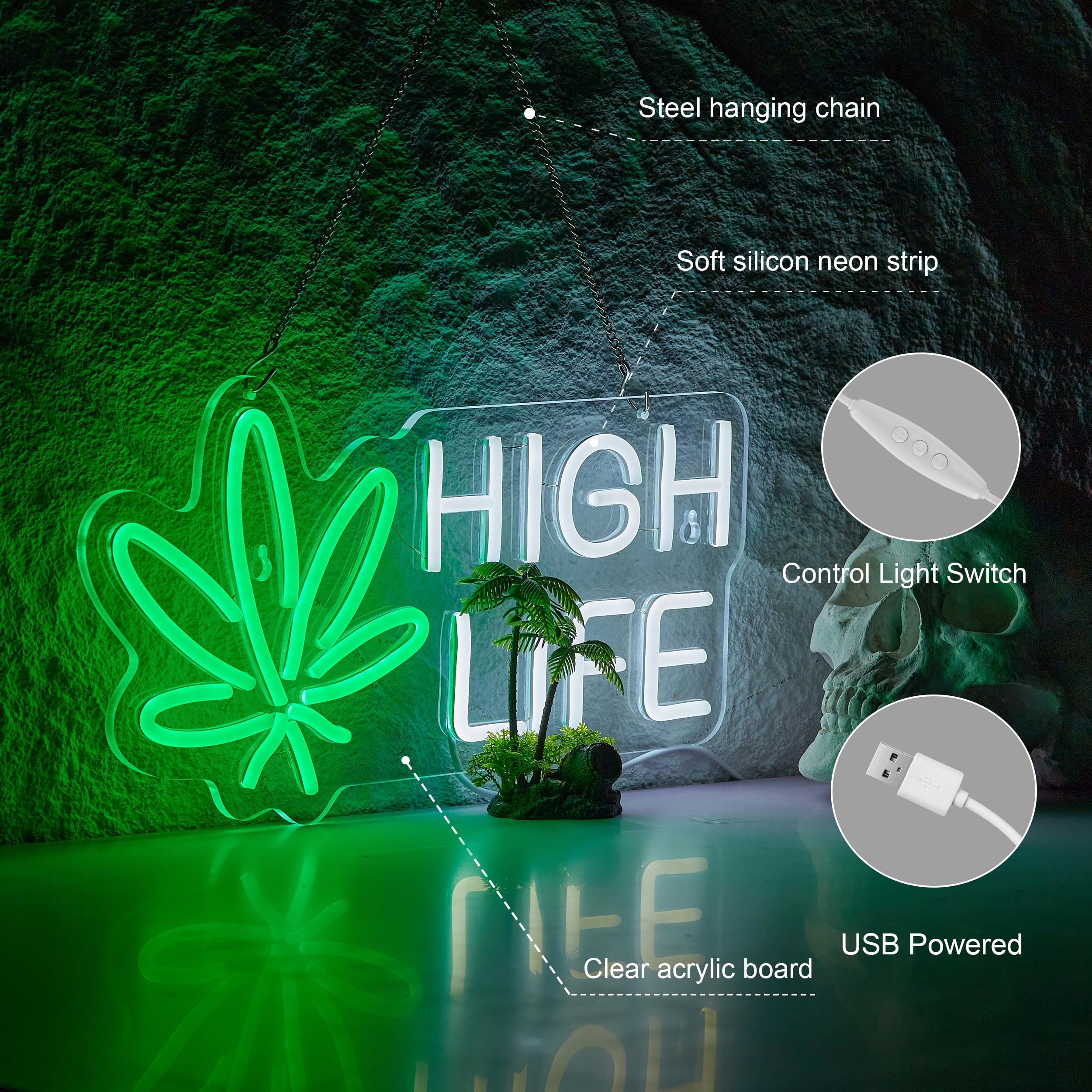 HIGH LIFE 大麻デザイン LEDサイン Amazon.com: High Life Neon Sign Dimmable LED Light for Marijuana