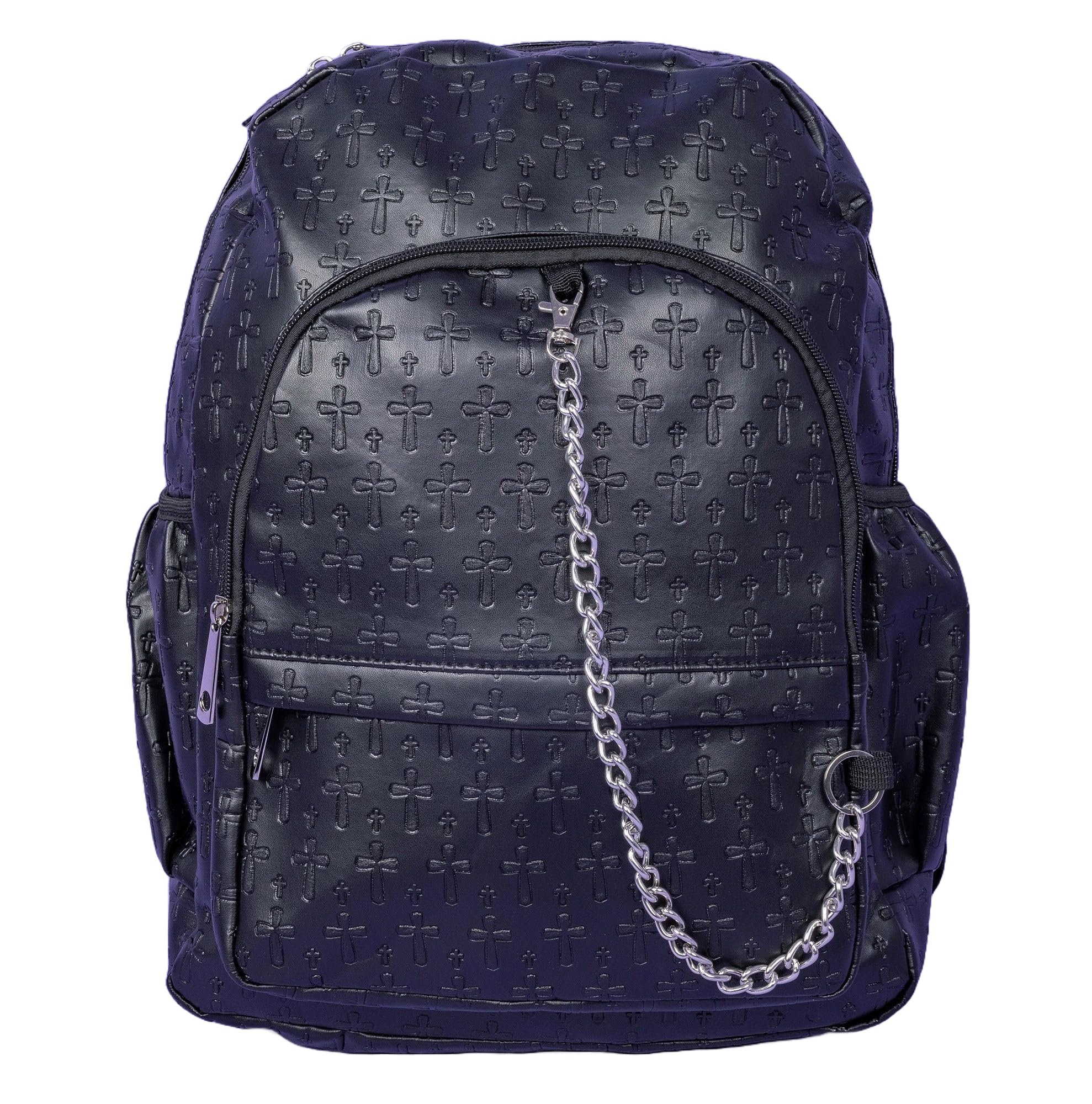 Black Cross Goth Bag Rucksack Embossed Gothic Emo Grunge Laptop Travel Backpack