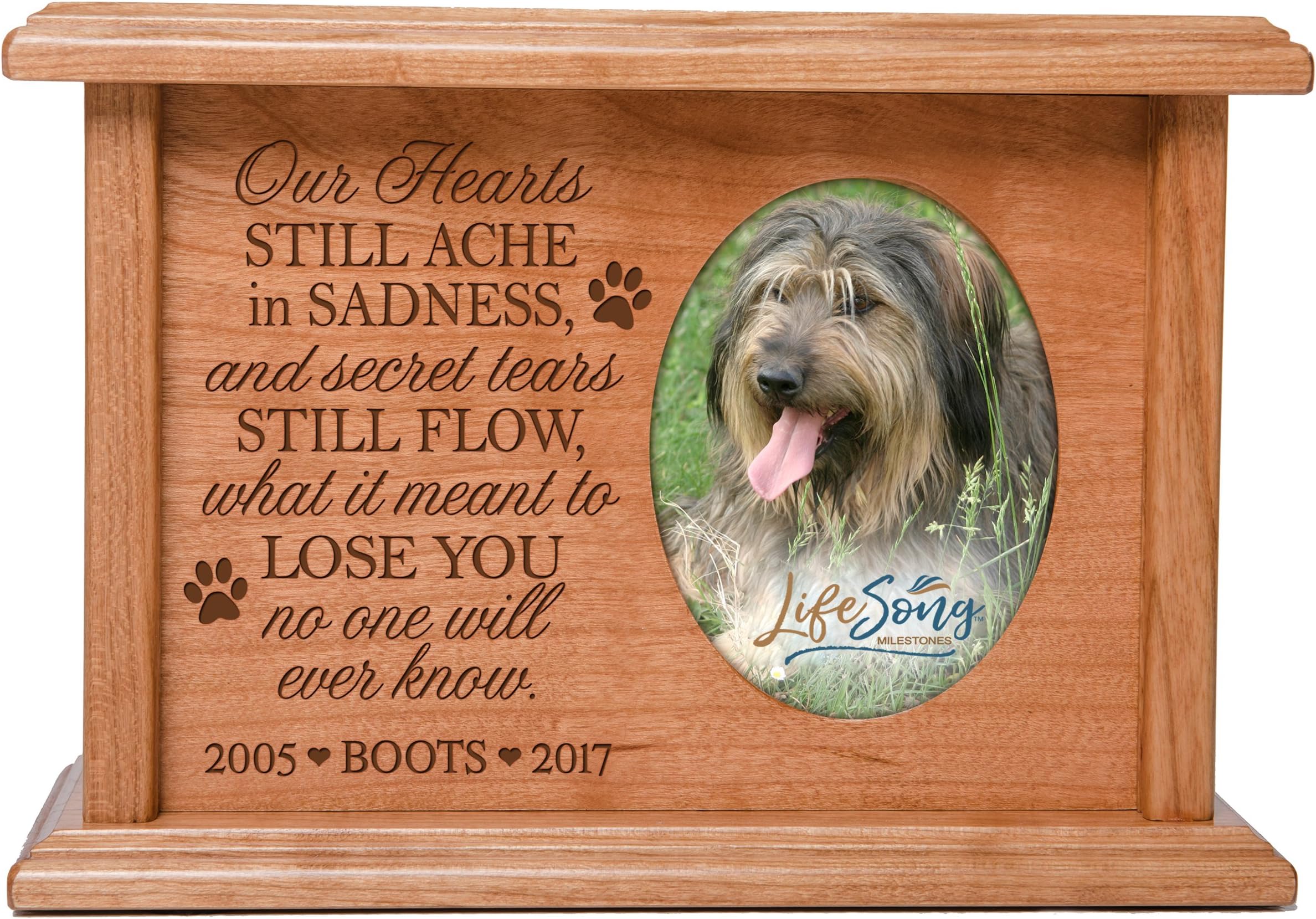 Wooden Urns With Picture Frame For Loss Of Pets Cremation Urns Personalized Memorial Keepsake Box for Dogs Cats Pet Ashes Photo Urns Wall Urns For Beloved Pets Ashes Decorative Box