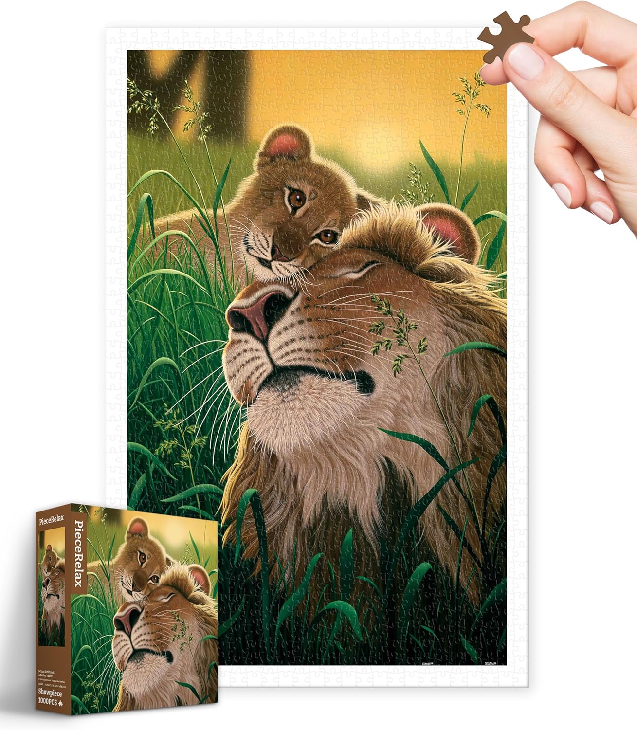 PieceRelax Plastic Jigsaw Puzzles for Adults 1000 Pieces - Schim Schimmel - A Father’s Love Most Satisfying Table Games and Gifts No Puzzle Mat Required [H3643]