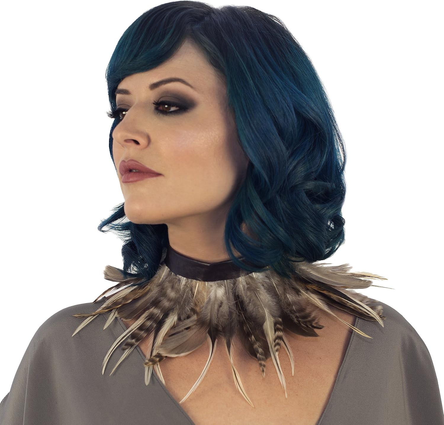 Natural Night-owl Feather Choker Necklace - Sexy Boho Shrug Steampunk Accessories