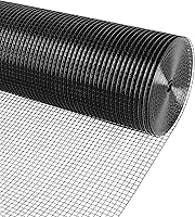 Vista 1 de Malla de Alambre Recubierto de Vinilo Negro PVC Paño de Hardware 1/2 pulg 60 cm x 30 m Calibre 19, Valla de Alambre Soldado Malla de Alambre