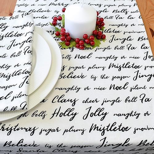 Miniatura 5 de Camino de mesa de Navidad, bufanda de tocador blanco hueso, 100% algodón, decoración de fiesta para el hogar, cocina, comedor, vacaciones, tela