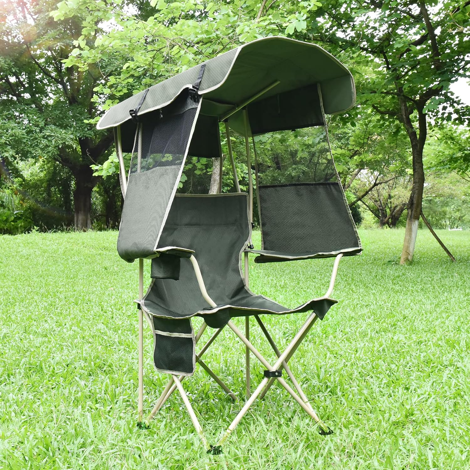 Docusvect Folding Camping Chair with Canopy, Canopy Chair