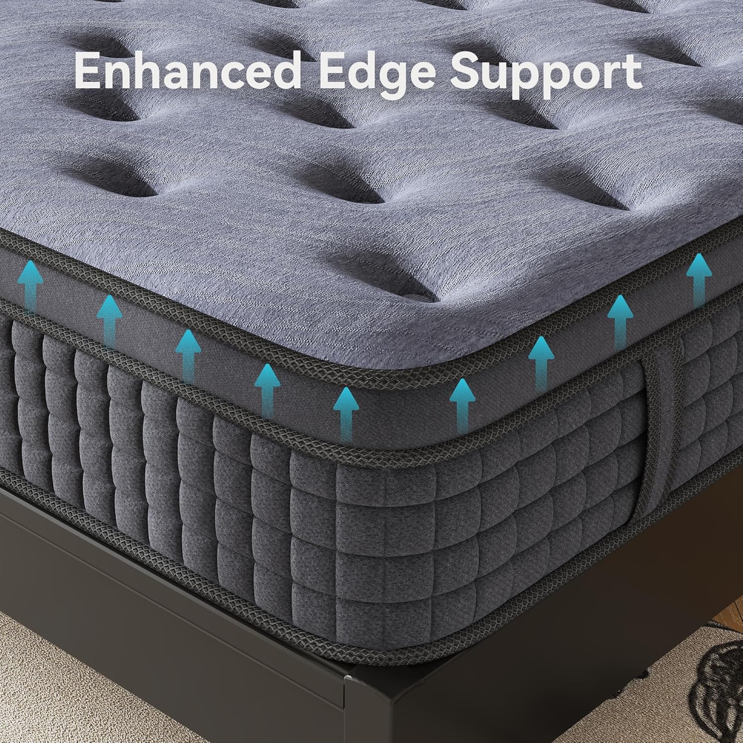 BedsPick 12-Inch King Mattress and Pocket Spring Hybrid Mattress, Medium Firm Feel for Pressure Relief, King Size Bed Mattress, CertiPUR-US Certified