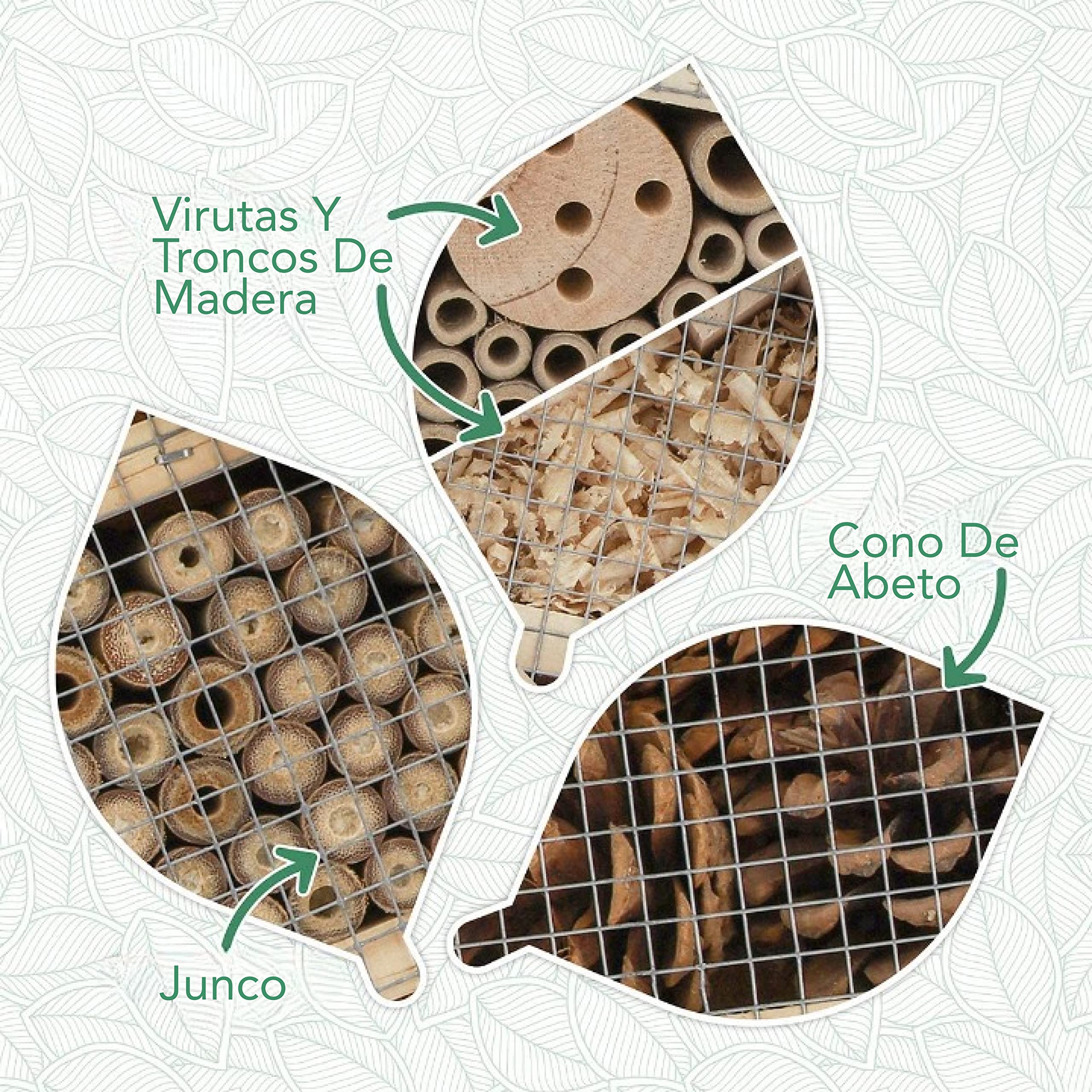 WILDLIFE FRIEND Hotel para Insectos con Techo de Metal. Casa para Insectos en Madera Natural para Abejas, Mariquitas, crisópidos, Mariposas. Mariposario