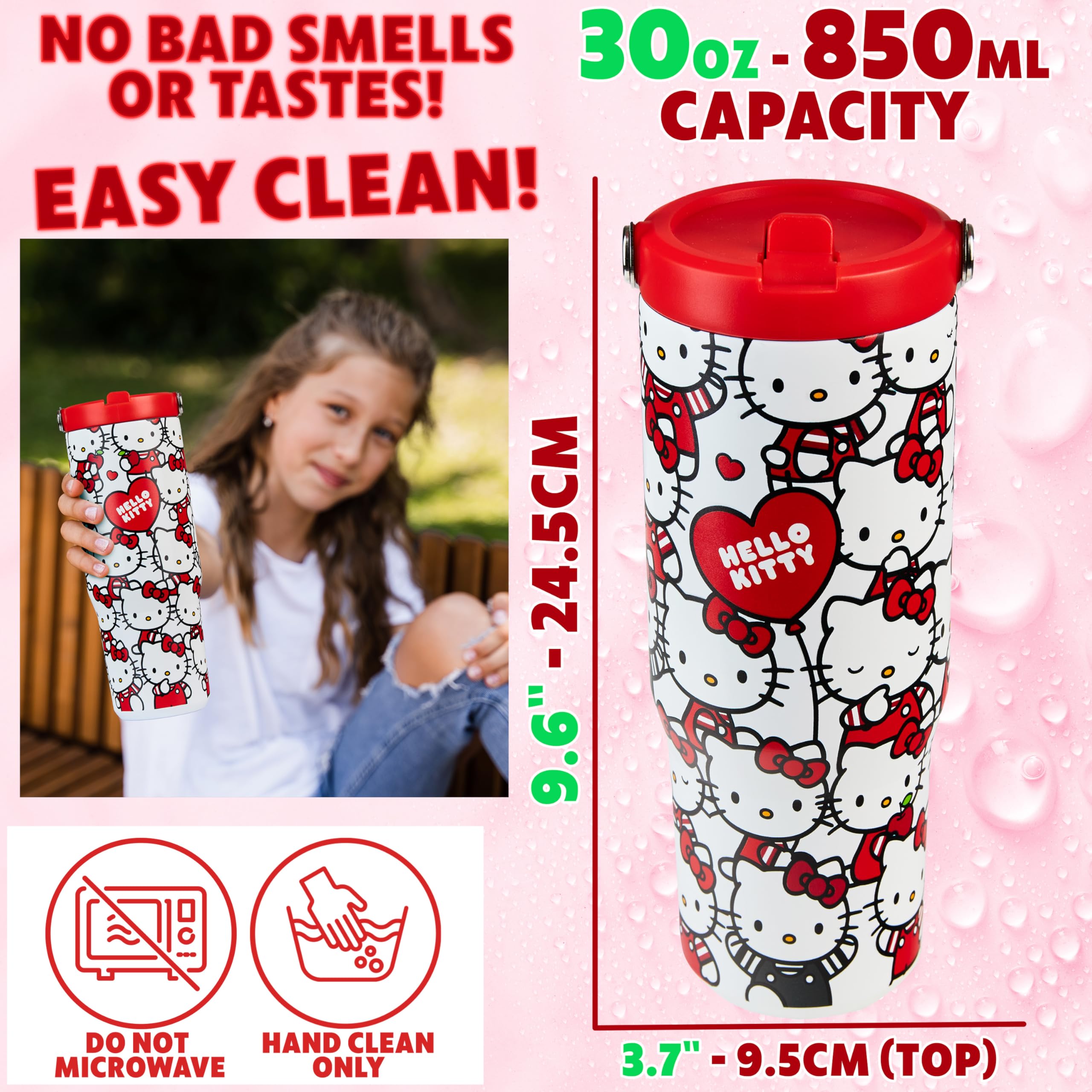Get Trend Borraccia Hello Kitty Con Manico E Cannuccia – 500ml, Senza BPA, A Prova Di Perdite, Ideale Per Bambini, Scuola E Viaggi, Colore Rosa
