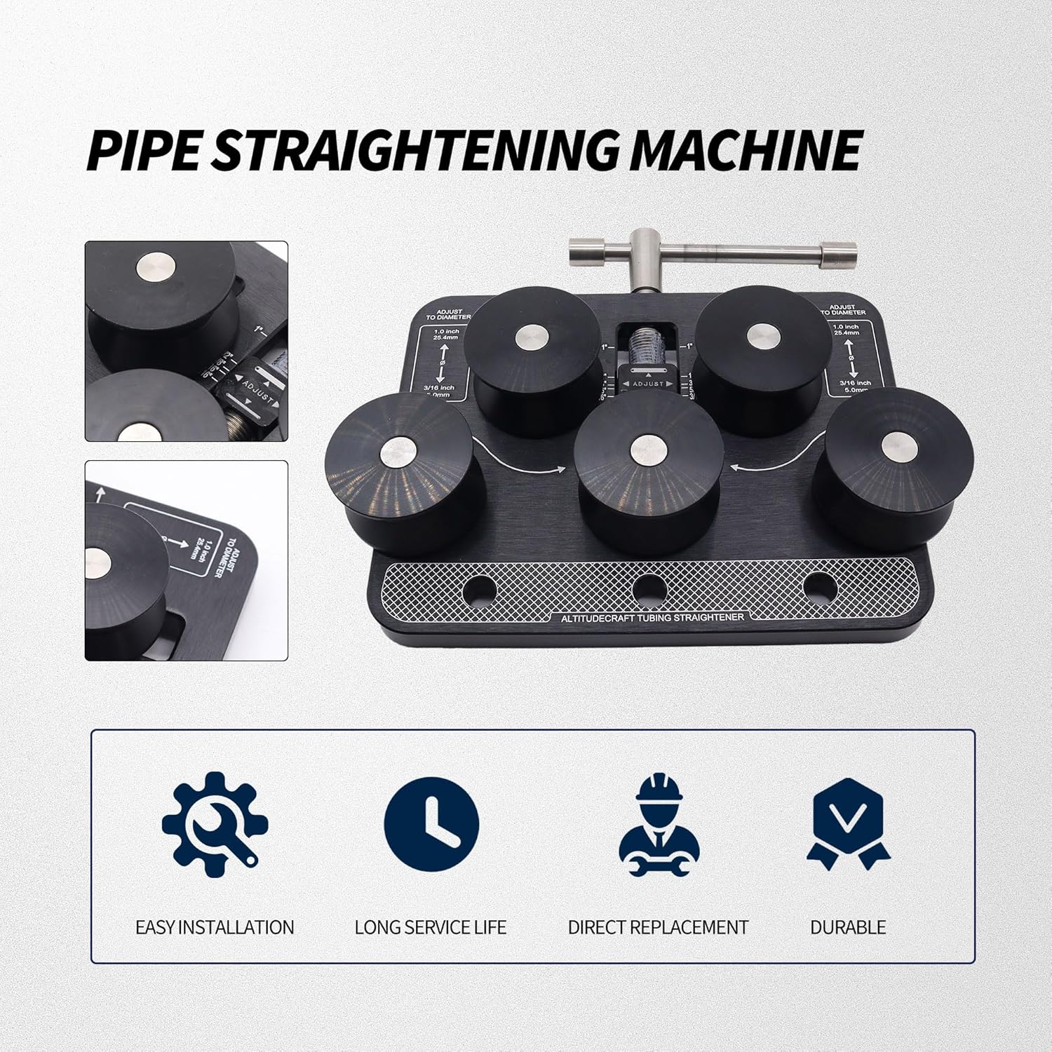 Tubing/Brake Line Straightener Compatible with 3/16" - 1.0" Diameters, Fuel Line, Soft Aluminum, and Copper Tubing