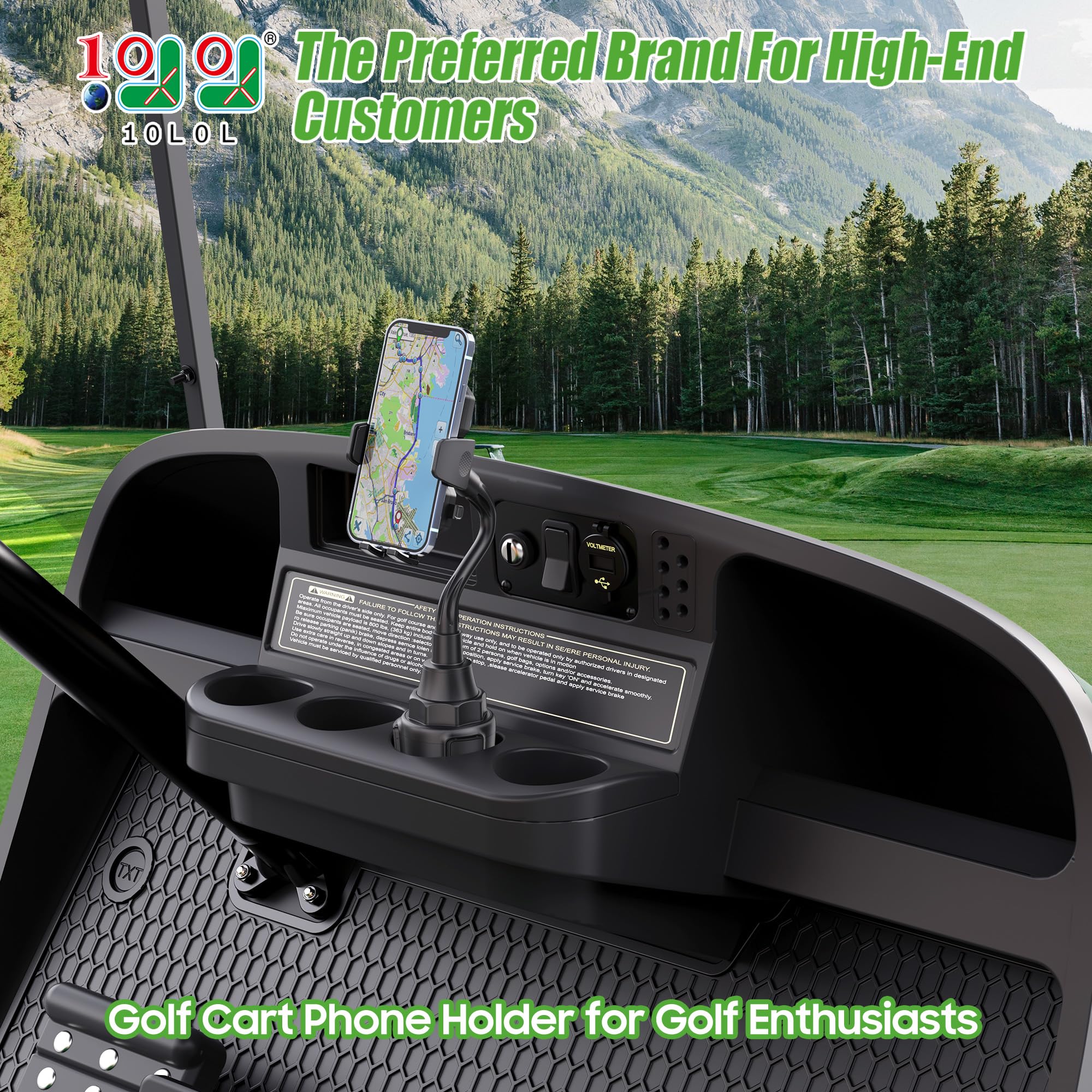 10L0L Soporte de teléfono para carrito de golf, soporte universal para teléfono para carritos de golf, se adapta a teléfonos celulares de 4.7 a 6.8 pulgadas para EZGO, coche club, Yamaha, también para
