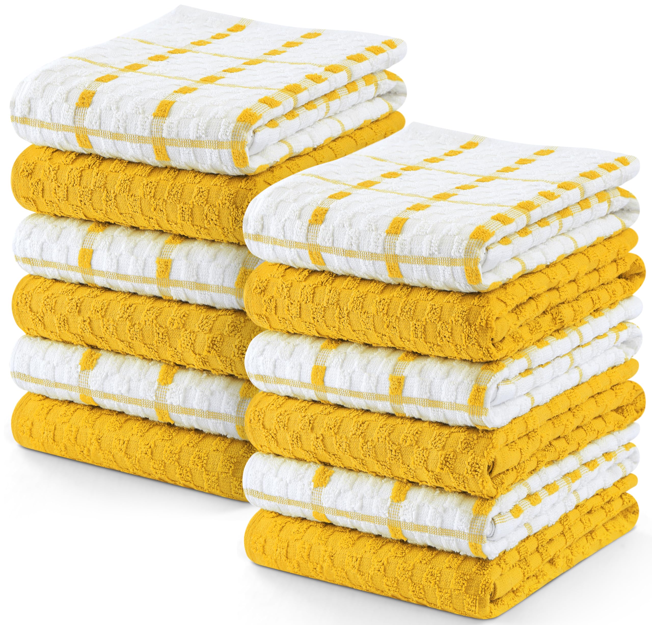 kitchen towels 12 pack, 15 by 25 inches, 100% ring spun cotton super soft and absorbent linen dish, tea and bar towels set, yellow