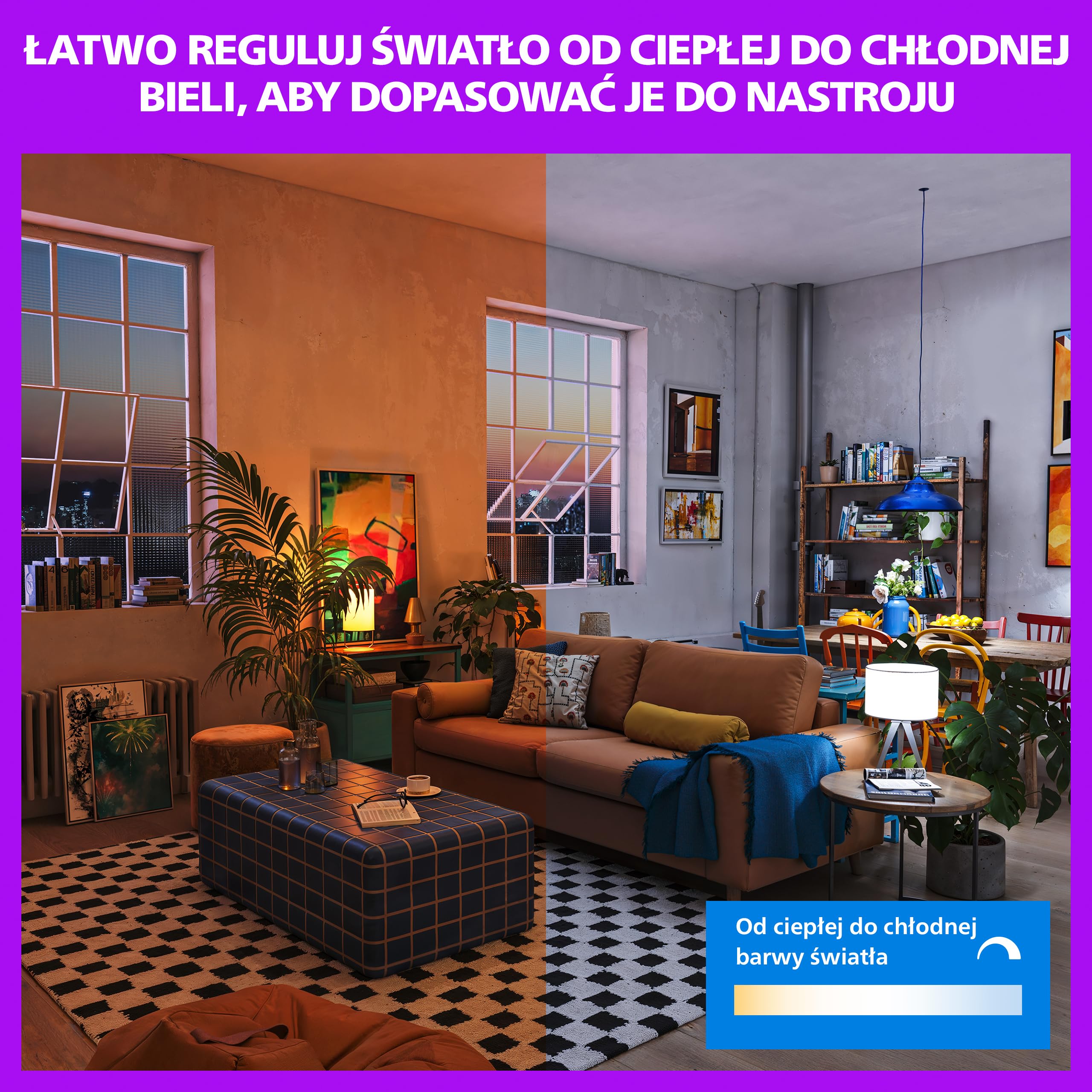 Philips Smart Lighting, Smart RGB A60 Żarówka LED, 2 Szt., E27, 1521 lm, Kolorowe i Regulowane Białe 2200–6500 K, Przyciemnianie do Niskiego Poziomu, Connected by WiZ, Alexa, Google Home, Apple Home