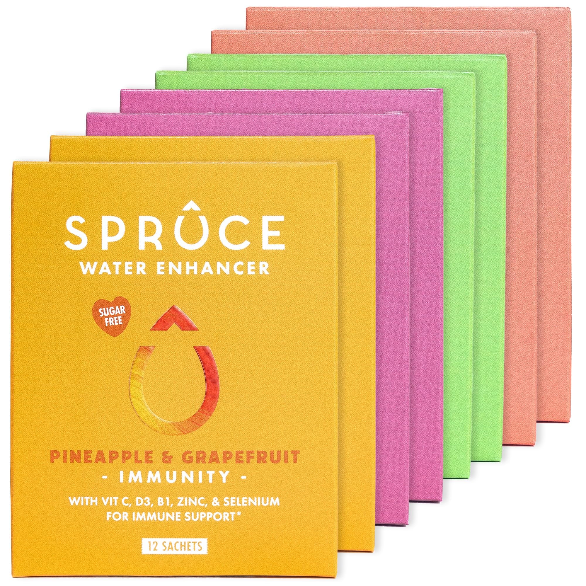 Sugar-Free, Low Calorie Water Enhancer – Hydrate, Support Immunity, Heart, Brain & Bones, Boost Metabolism & Energy with Ginseng & Ginkgo, 4 Flavours – Raspberry, Cherry, Lime, Pineapple, 96 Sachets