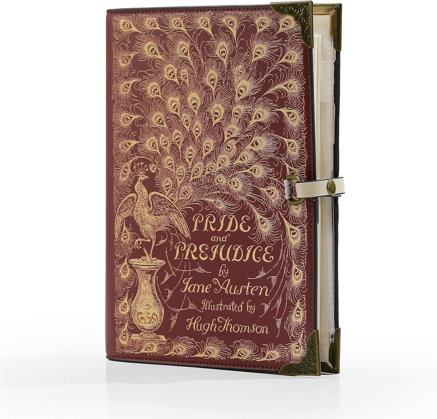 CITIANBEITI A6 Binder 6 Ring Vegan Leather, Refillable Writing Binder Organizer, Book Lovers Gifts, Journal Notebook-80 Pages (Pride and Prejudice Red)