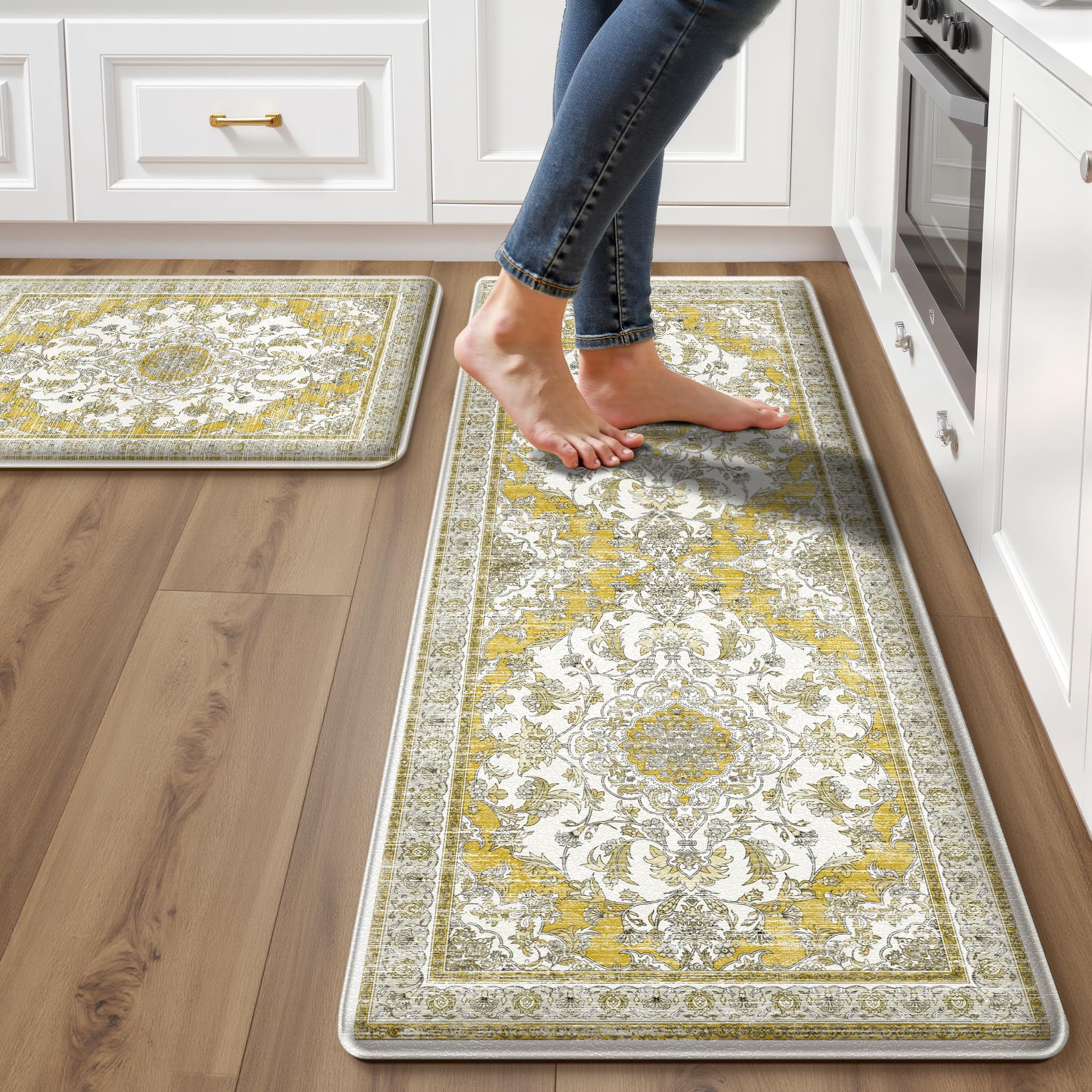 Boho Kitchen Mats - Beige Tan, Anti-Fatigue Rugs -28 Boho Kitchen Mats - Beige Tan, Anti-Fatigue Rugs -28