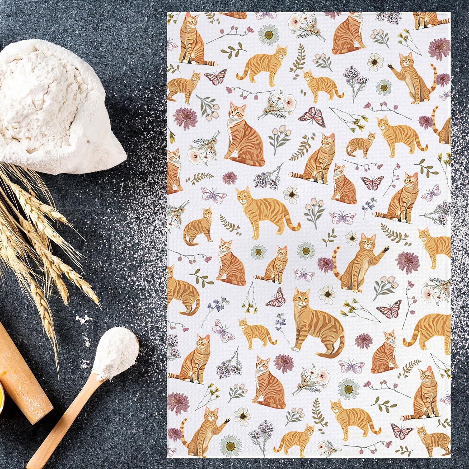 JNIAP Orange Tabby Cat Kitchen Towels Tabby Cat Gift TabbyCat Mom Towels (Orange cat kt) - Image 4