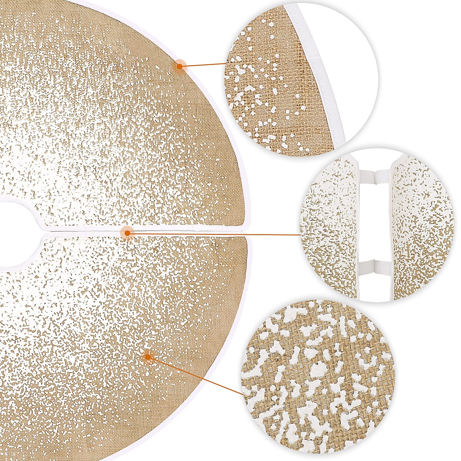 Jupe de sapin de Noël 75 cm toile de jute paillettes blanches flocons de neige N&T NIETING