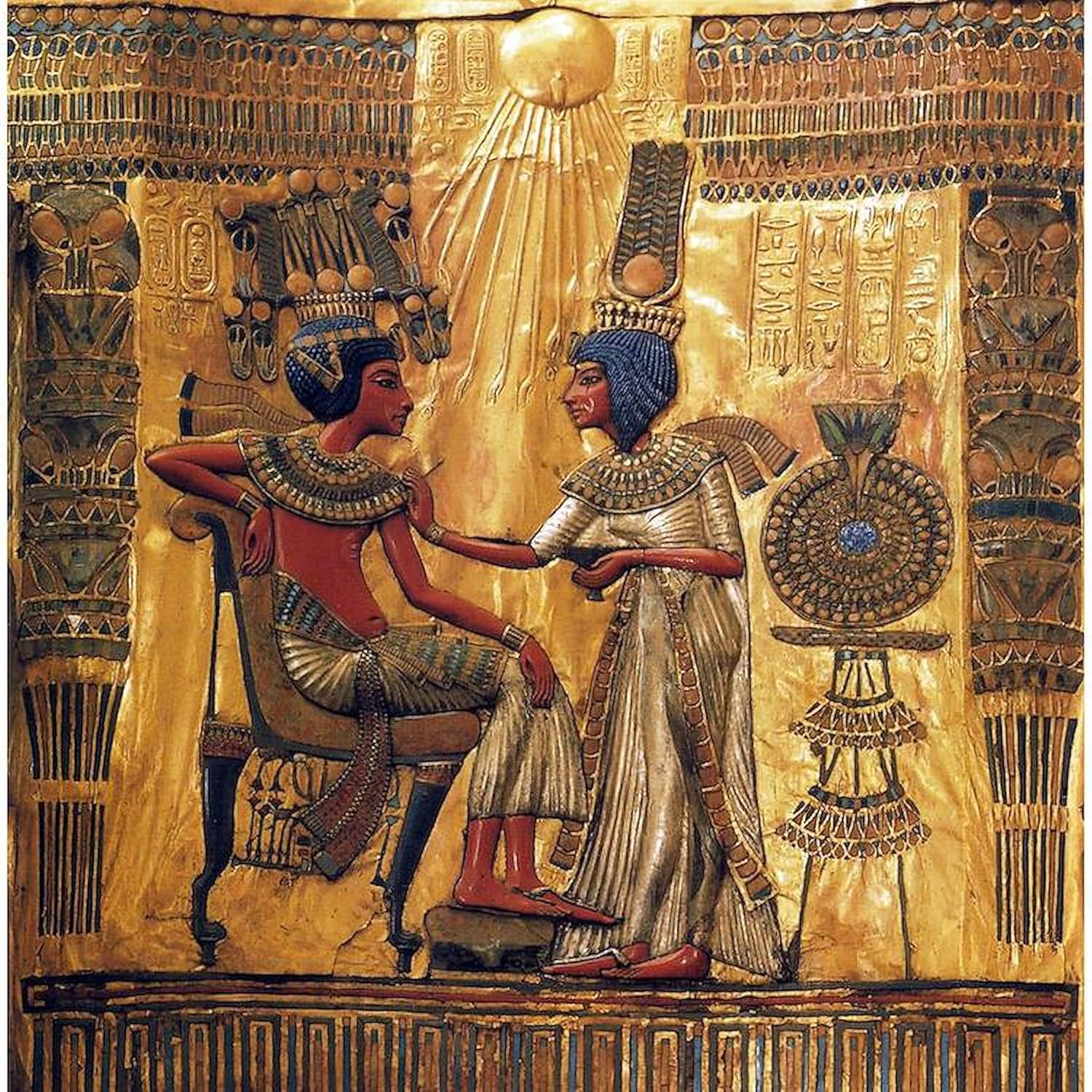 CafePress Tutankhamun Ankhesenamun Egypt Gold Decorative Fabric Shower Curtain