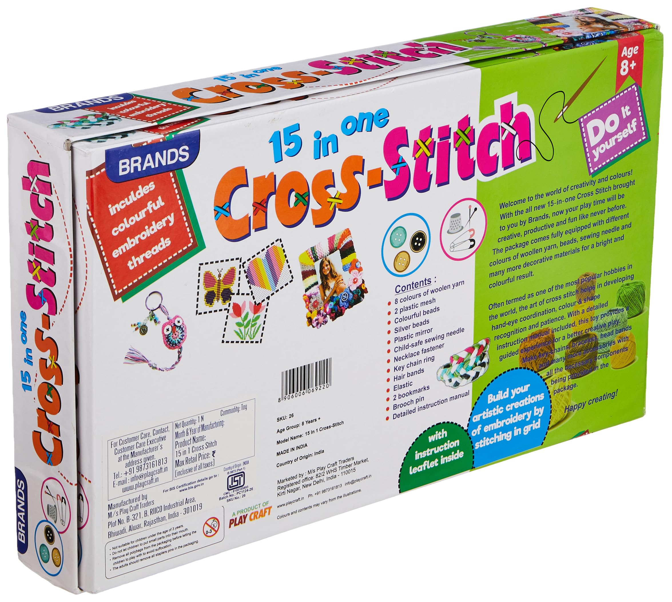 Play Craft 15 in 1 Cross-Stitch DIY Knitting and Weaving Kit for Kids