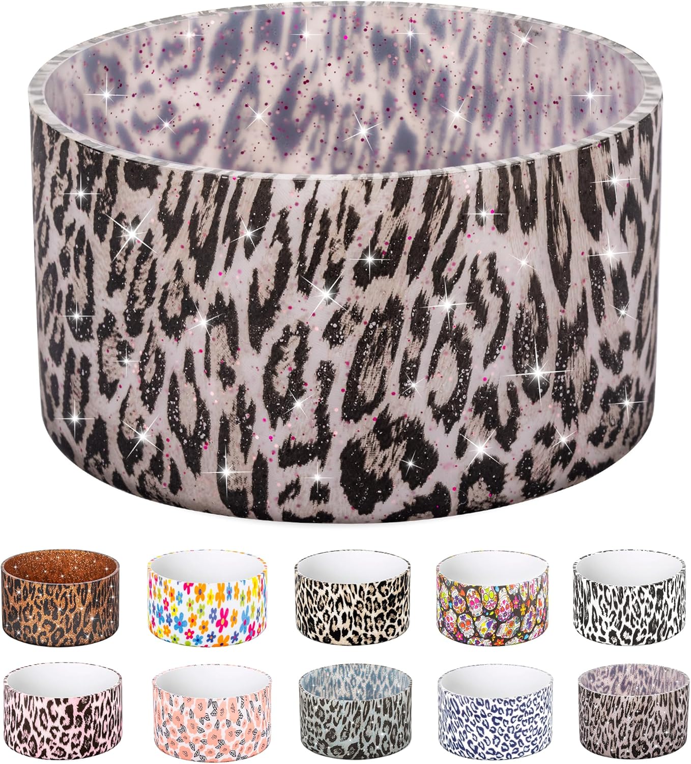 Silicone Boot for Stanley Quencher Tumbler 20/30/40 oz & Stanley IceFlow 20/30oz,Owala 24/40 oz, Cup Boot Sleeve 40oz Bottom Protector for Bottom Size 2.8-2.95" Cups&Bottles BPA-Free(Amethyst Leopard)