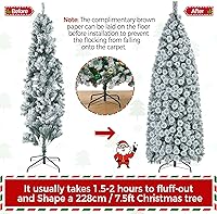Vista 23 de Yaheetech 7.5ft Pre-lit Spruce Artificial Christmas Tree Snow Flocked Hinges Tree with 550 Multicolor LED Lights & 1284 Branch Tips & Metal Stand