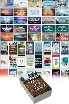 Better Office Products 120 Pack Motivational Inspirational Affirmation Cards - 60 Unique Assorted Designs - Encouragement Card Deck, 2" x 3.5" Business Card Size