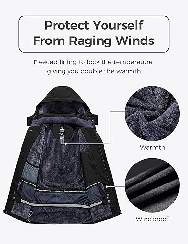 Miniatura 3 de wantdo Chaqueta de esquí impermeable para hombre, para snowboard, abrigo cálido para invierno, nieve, cortavientos, montaña, desmontable, con